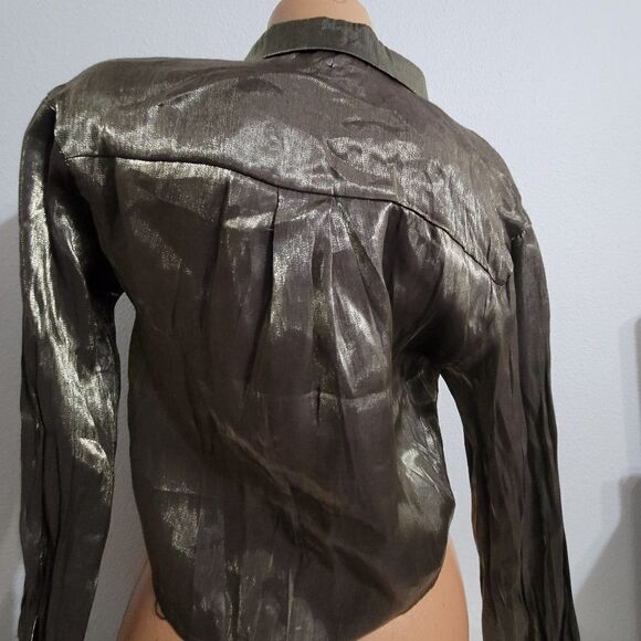 1037 SMALL  MILK AND HONEY Green Mesh Blouse NWT - Picture 5 of 5